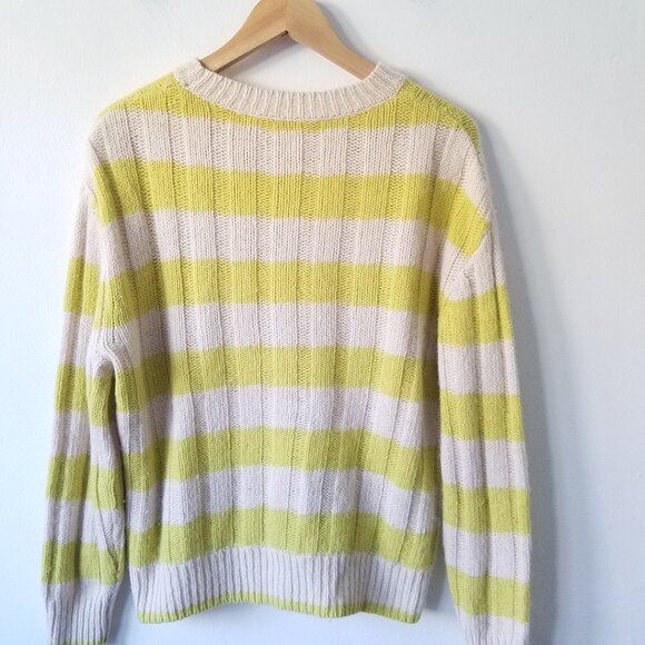 Lanius Wool Alpaca Blend Crew Neck Striped Relaxed Pull Over Sweater Size 36 - Picture 7 of 13